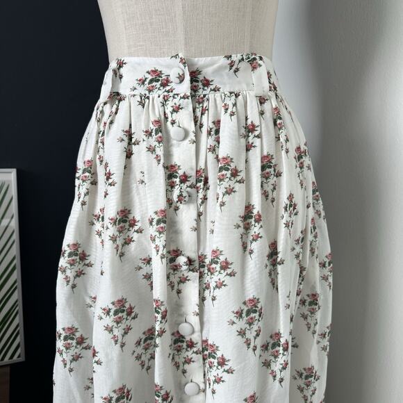 Brock Collection Womens Silk Cotton Floral Midi Skirt Button Pockets Italy - Picture 7 of 16